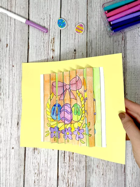 Bild in der Beschreibung des Unterrichtsmaterials Oster-Bastelidee: Agamograph / Zickzackbild von Brighter Day Classroom #3