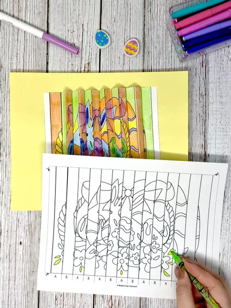 Bild in der Beschreibung des Unterrichtsmaterials Oster-Bastelidee: Agamograph / Zickzackbild von Brighter Day Classroom #1