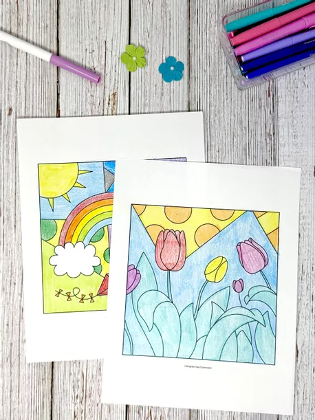 Bild in der Beschreibung des Unterrichtsmaterials Primavera: 10 Dibujos para colorear (2 niveles de dificultad) von Brighter Day Classroom #2
