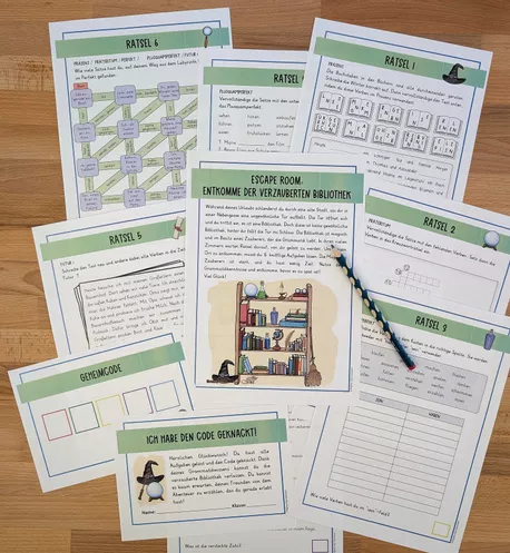 Bild in der Beschreibung des Unterrichtsmaterials Escape Room Deutsch Klasse 5/6 – Zeitformen üben, mit Lösungen von Brighter Day Classroom #2
