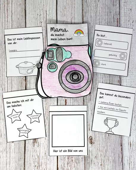 Bild in der Beschreibung des Unterrichtsmaterials Vatertagsgeschenk basteln – Kreative Bastelvorlage „Polaroidkamera“ von Brighter Day Classroom #1