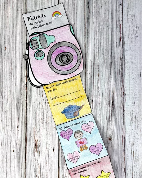 Bild in der Beschreibung des Unterrichtsmaterials Muttertagsgeschenk basteln – Kreative Bastelvorlage „Polaroidkamera“ von Brighter Day Classroom #2