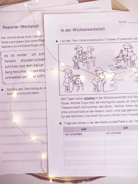 Bild in der Beschreibung des Unterrichtsmaterials Wichtelwerkstatt: Übungsheft zu Weihnachten (Klasse 2) von Papillionis #2