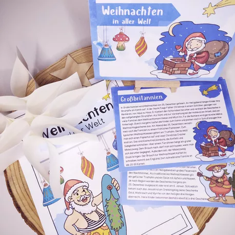 Bild in der Beschreibung des Unterrichtsmaterials Weihnachten in aller Welt: Lesekartei und Arbeitsblätter von Papillionis #1