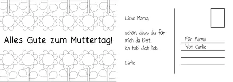 Bild in der Beschreibung des Unterrichtsmaterials Ausmalbild Postkarte Muttertag Vatertag Oma Opa Blume von Frau Bieku #1