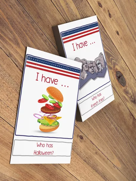 Bild in der Beschreibung des Unterrichtsmaterials USA: Vocabulary / Words - "I have ... - Who has ...?" - 36 Spielkarten (Modern) von Mission Education #1