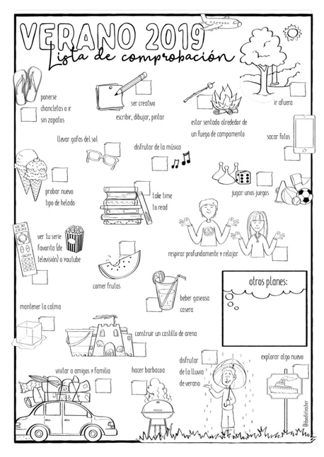 Bild in der Beschreibung des Unterrichtsmaterials Verano 2019 - Sketchnote für den Spanischunterricht von Doodleteacher #1