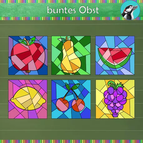 Bild in der Beschreibung des Unterrichtsmaterials Mosaikbilder : Früchte anmalen von Buntspecht #1