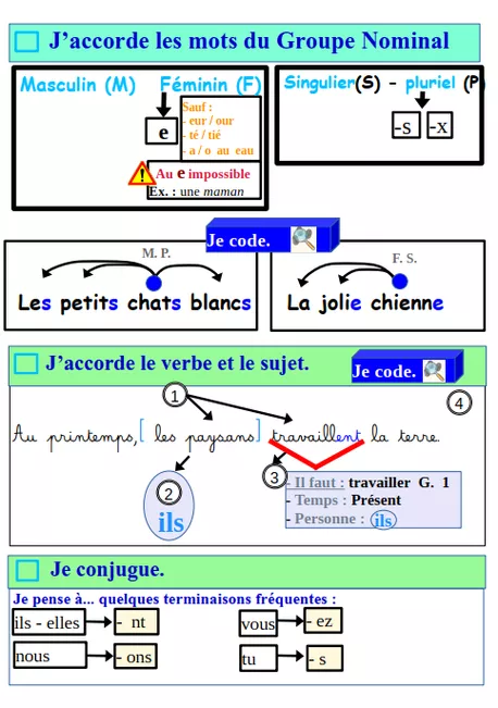 Bild in der Beschreibung des Unterrichtsmaterials Les accords dans le GN et le GV von Le cartable de Patricia #4
