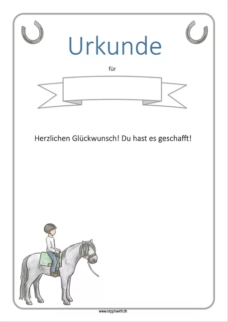 Bild in der Beschreibung des Unterrichtsmaterials Urkunden für ADHS-Einzeltraining und -Gruppentraining in der Reittherapie von Seppiswelt #1
