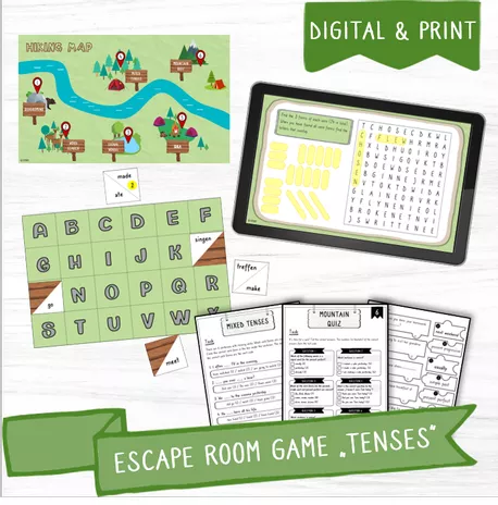 Bild in der Beschreibung des Unterrichtsmaterials Escape Room Game "Tenses" Digital & Print von elesana #1