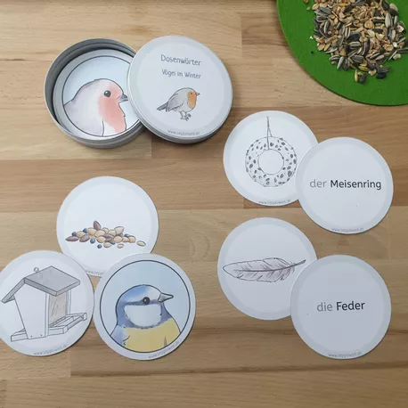 Bild in der Beschreibung des Unterrichtsmaterials Vögel im Winter - Dosenwörter Wortschatzarbeit Freiarbeitsmaterial von Seppiswelt #1
