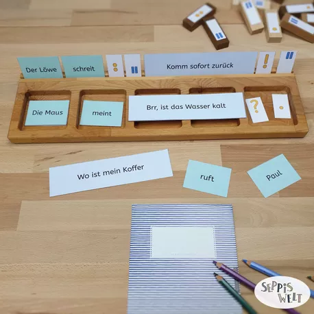 Bild in der Beschreibung des Unterrichtsmaterials Wörtliche Rede 1 (Begleitsatz am Anfang): Material für Thementisch / Stationen von Seppiswelt #1