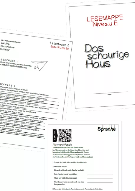 Bild in der Beschreibung des Unterrichtsmaterials Das schaurige Haus: Lesemappe/Begleitheft zur Lektüre auf Niveau E (Gemeinschaftsschule/integrativer Deutschunterricht) von Materialpaket #1
