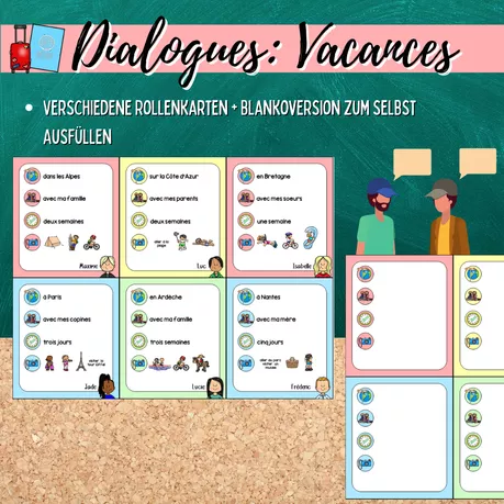 Bild in der Beschreibung des Unterrichtsmaterials Sprechanlass/ Dialoge: Tu es où en vacances? (Vacances d