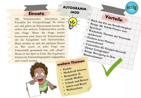 Bild in der Beschreibung des Unterrichtsmaterials Autogrammjagd Modalverb können Grammatik A1 DaF DaZ Spiel Bingo von Best_of_Biggi #1