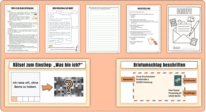 Bild in der Beschreibung des Unterrichtsmaterials Briefe schreiben | Klasse 5-6 | Materialpaket von Colored Lines #1