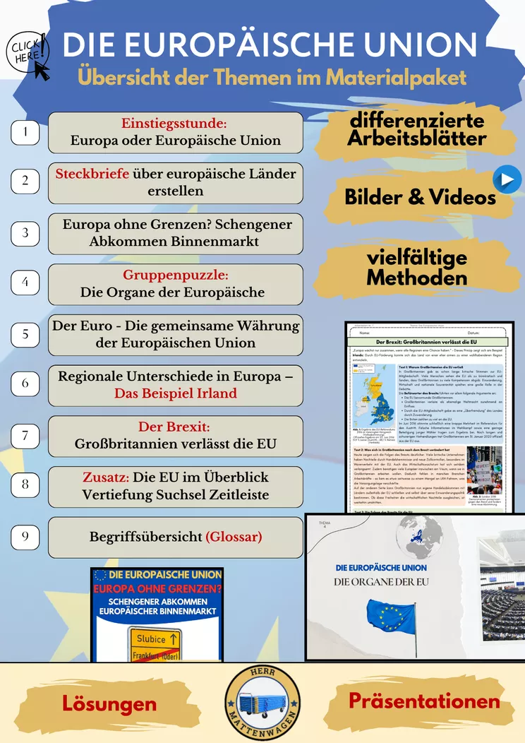 Bild in der Beschreibung des Unterrichtsmaterials Europäische Union EU Materialpaket Brexit Europa Unterrichtsreihe Klasse 9 10 von Herr Mattenwagen #1