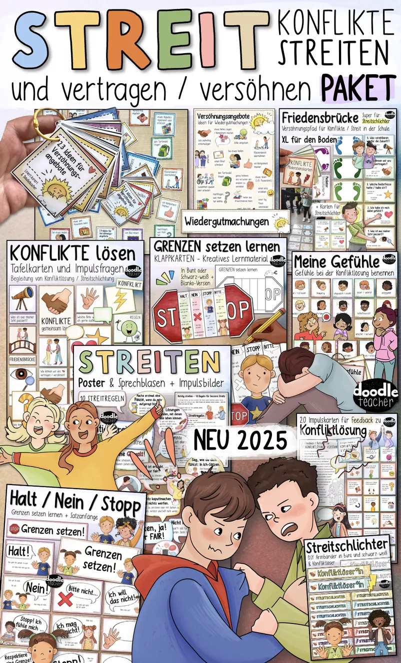Bild in der Beschreibung des Unterrichtsmaterials Streiten und vertragen – PAKET Streit & Sozialtraining / Konflikte von Doodleteacher #1