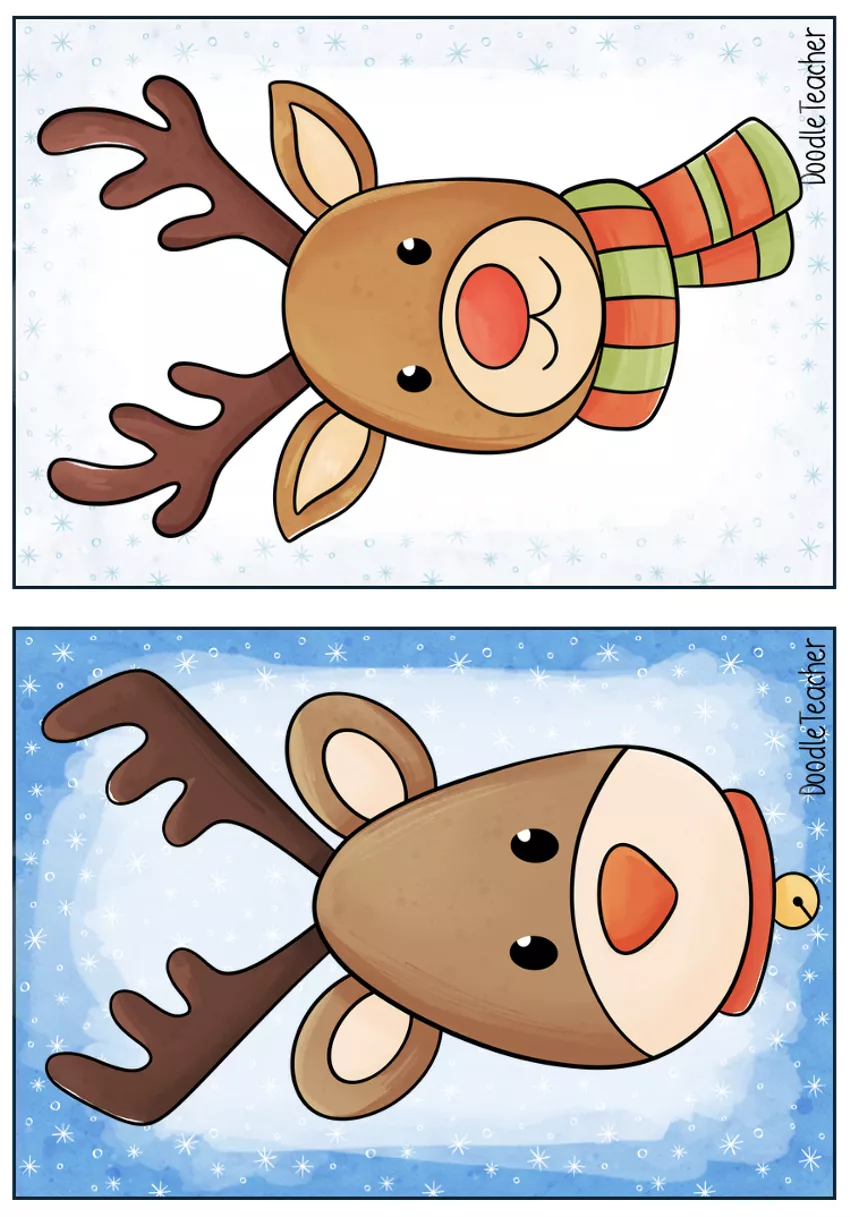 Bild in der Beschreibung des Unterrichtsmaterials Rentiere 🦌 basteln - winterliche Bastelvorlagen / Winter / Weihnachten von Doodleteacher #1