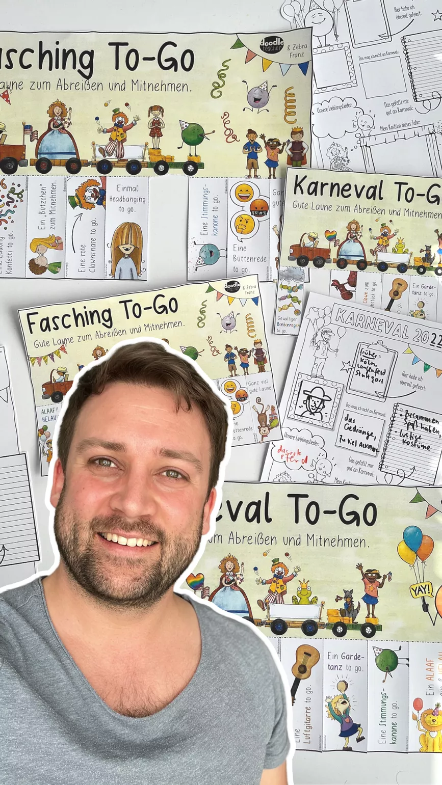 Bild in der Beschreibung des Unterrichtsmaterials Karneval / Fasching / Fastnacht / Fastnet To-Go Zettel Schule von Doodleteacher #1
