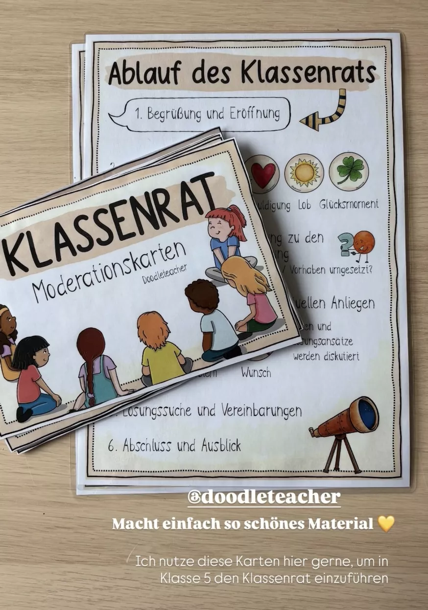 Bild in der Beschreibung des Unterrichtsmaterials Ablauf Klassenrat - Poster und Moderationskarten Klasse 2-6 Klassenlehrer von Doodleteacher #2