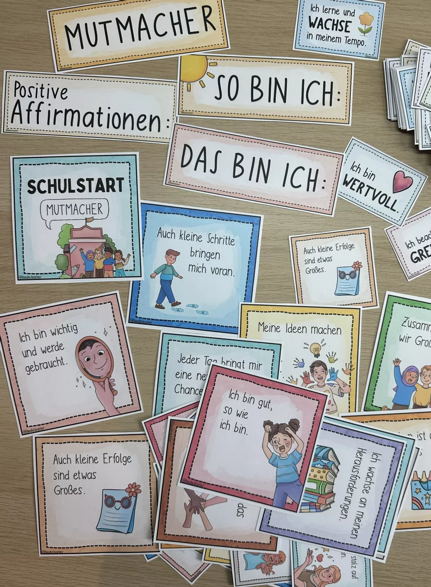 Bild in der Beschreibung des Unterrichtsmaterials Mutmurmeln - Mut-Sätze für den Schulanfang - ab Klasse 1 / Schulstart (passt zum Buch "Mutmurmeln") Mutmacher von Doodleteacher #2