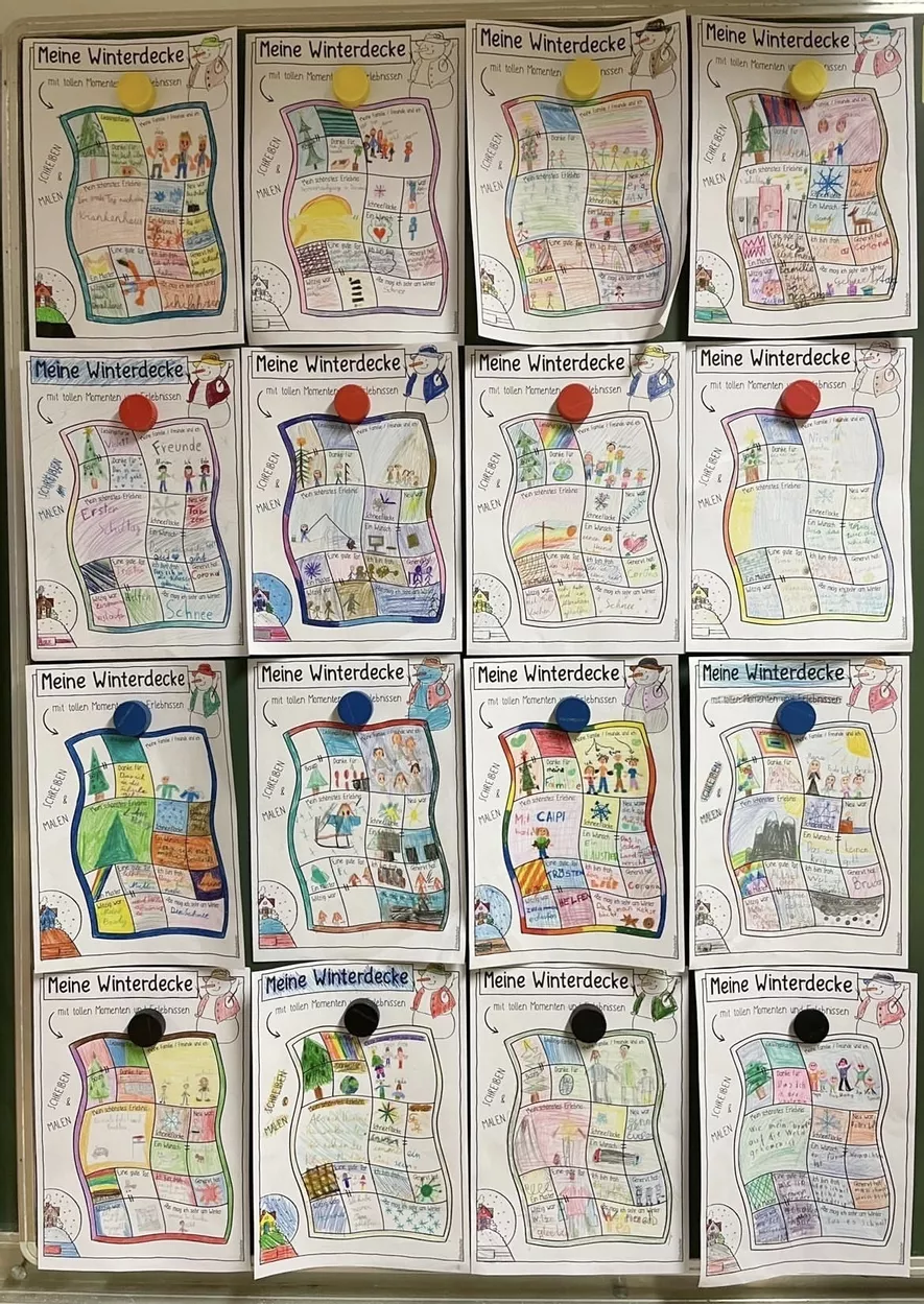 Bild in der Beschreibung des Unterrichtsmaterials Meine Winterdecke - Kreative Reflexion / Patchworkdecke Winter von Doodleteacher #2