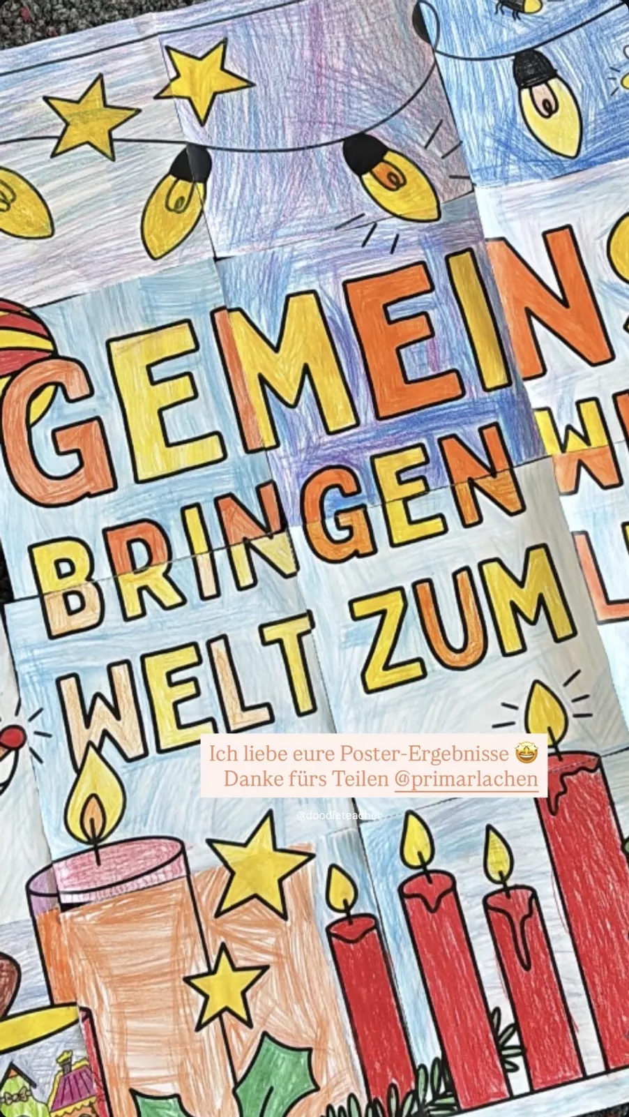 Bild in der Beschreibung des Unterrichtsmaterials Gemeinschaftsbild Weihnachten / Winter leuchten (auch Adventskalender) - XXL Poster von Doodleteacher #3