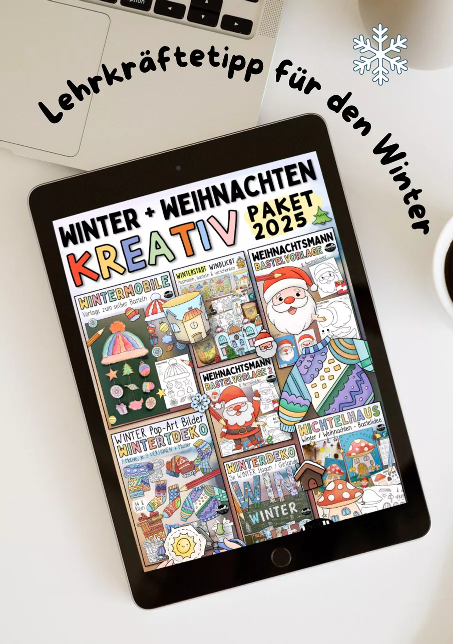 Bild in der Beschreibung des Unterrichtsmaterials Winter ❄️ / Weihnachten - Kreativpaket 2025 / Basteln & Deko + Weihnachtsmann & Schneemann von Doodleteacher #1