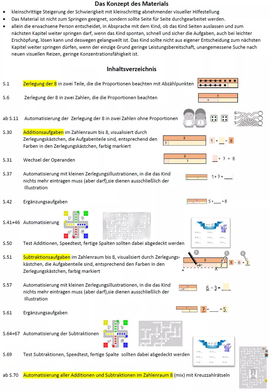 Bild in der Beschreibung des Unterrichtsmaterials Sammelband Plus und Minus bis 8, mit Zerlegungen rechnen von Stolpersteine #3