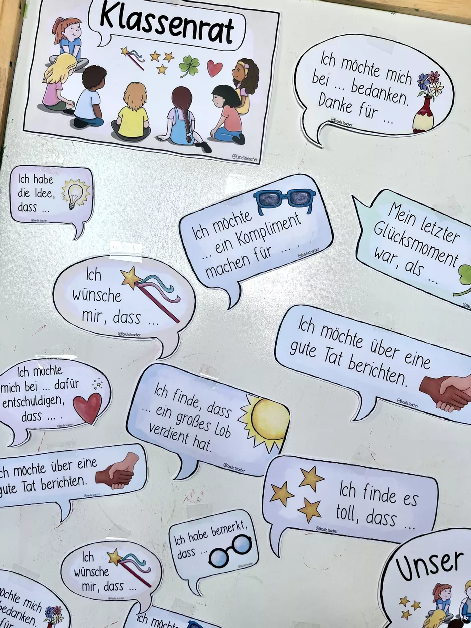 Bild in der Beschreibung des Unterrichtsmaterials Die Positivrunde im Klassenrat - Sprechblasen und warme Dusche von Doodleteacher #1