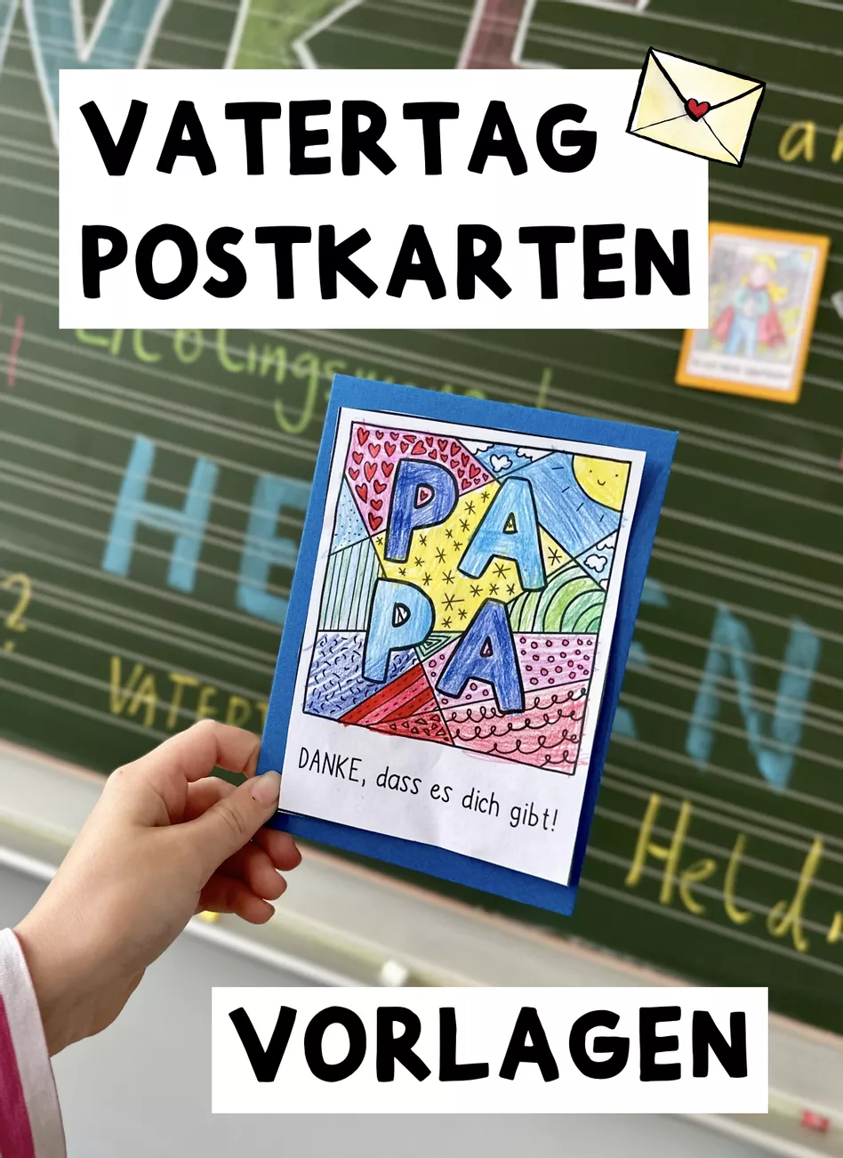 Bild in der Beschreibung des Unterrichtsmaterials Pop-Art DIY Postkarten VATERTAG / Papa, Papi, Held & Blanko Version von Doodleteacher #3