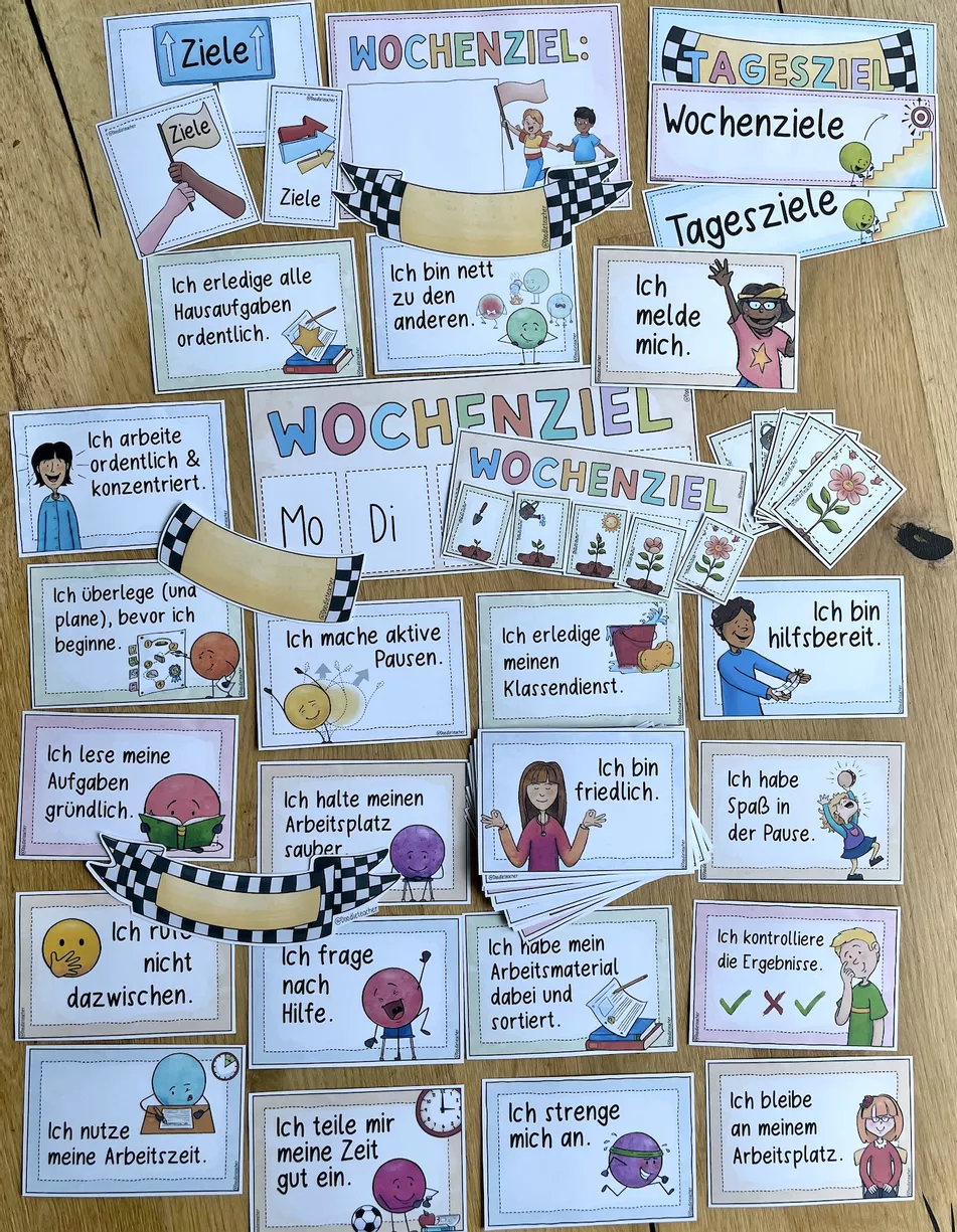 Bild in der Beschreibung des Unterrichtsmaterials Unser Wochenziel / Tagesziel Paket - 38 Ziele Zielsetzung Ritual von Doodleteacher #1