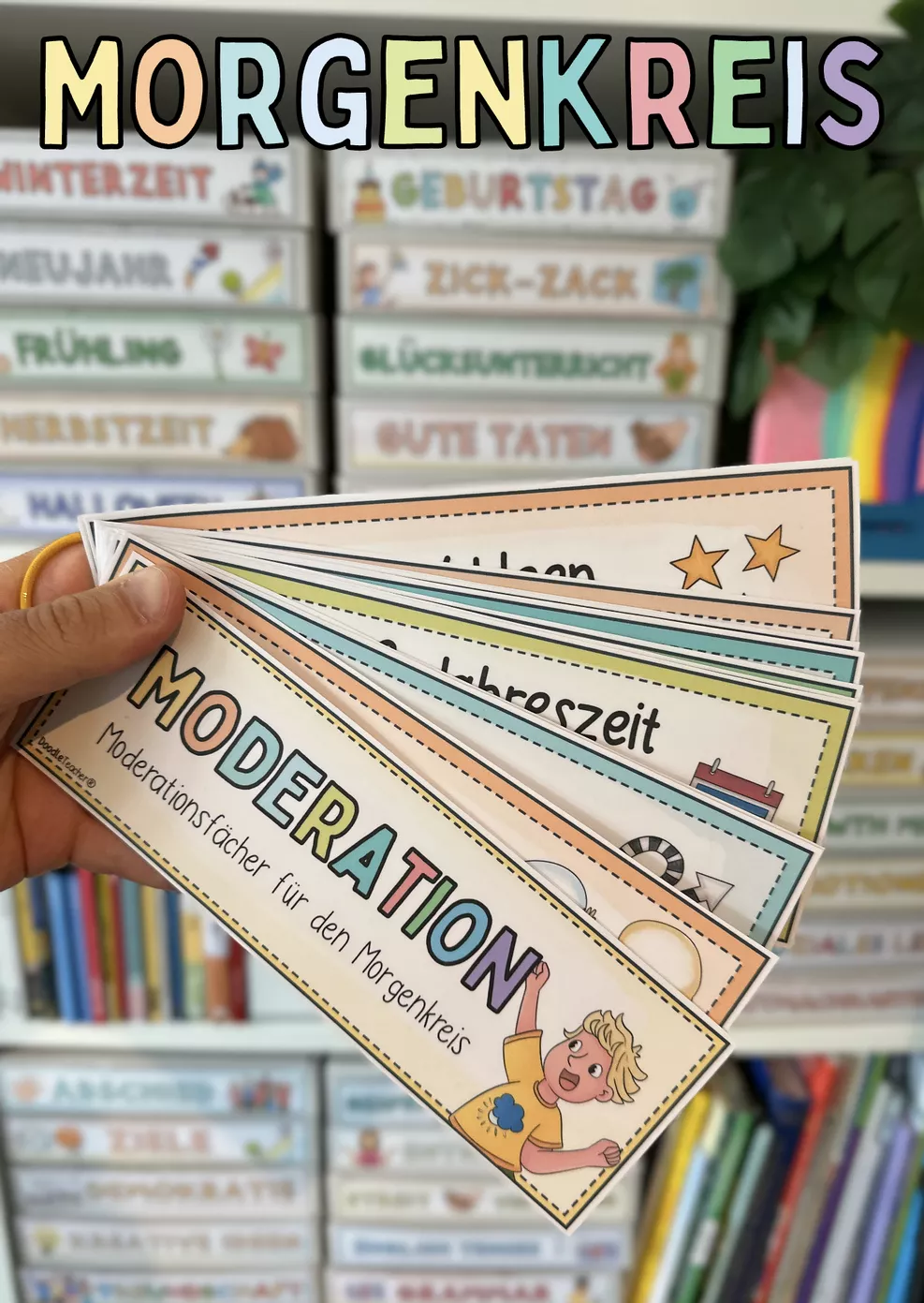 Bild in der Beschreibung des Unterrichtsmaterials Morgenkreis - Moderationsfächer Grundschule / Moderation von Doodleteacher #1