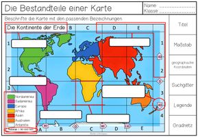 Die Bestandteile einer Karte - Arbeitsblatt (Einführung in die Die Bestandteile einer Karte - Arbeitsblatt (Einführung in die