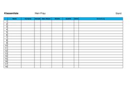 Vorlage Excel Klassenliste - 10 Klassen Namesliste Liste Schüler