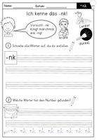 Wörter mit ng / nk Arbeitsblätter für Deutsch inklusive Minilesespur