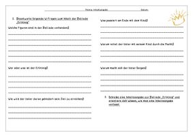 Erlkönig untersuchen mittels von W-Fragen / Inhaltsangabe ...
