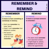 Remember vs Remind - material de la siguiente asignatura English / Inglés