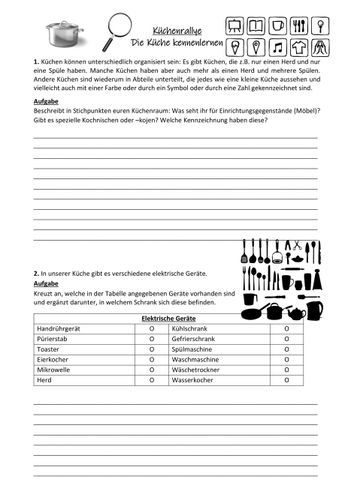 Hauswirtschaft/ VB: Küche kennenlernen mit Küchenrallye ...
