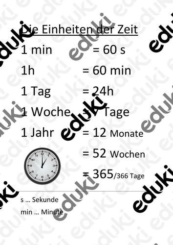 Die Einheiten der Zeit – Unterrichtsmaterial im Fach Mathematik