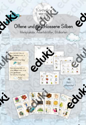 Materialpaket offene und geschlossene Silben – Unterrichtsmaterial im ...
