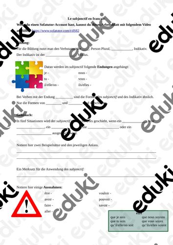 arbeitsblatt erarbeitung subjonctif mit video sofatutor Sofatutor Arbeitsblätter
Arbeitsblatt Erarbeitung subjonctif mit Video Sofatutor