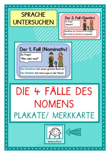 Die vier Fälle des Nomens. Merkplakate! – Unterrichtsmaterial im Fach ...