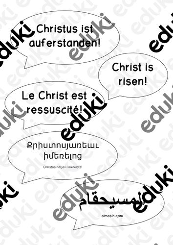 Christus ist auferstanden - Sprechblasen - Ostergruß in verschiedenen ...