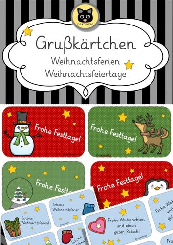 Weihnachtsgrüße in fast allen sprachen Grußkärtchen Weihnachtsferien oder Winterferien – Unterrichtsmaterial