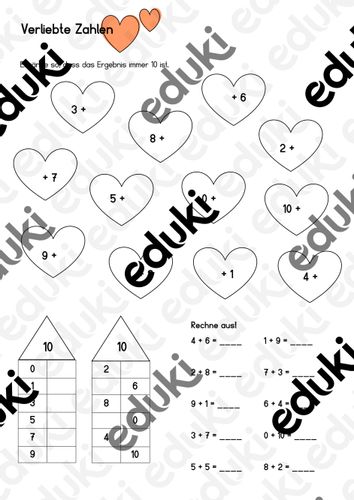 Verliebte Zahlen Arbeitsblatt – Unterrichtsmaterial im Fach Mathematik