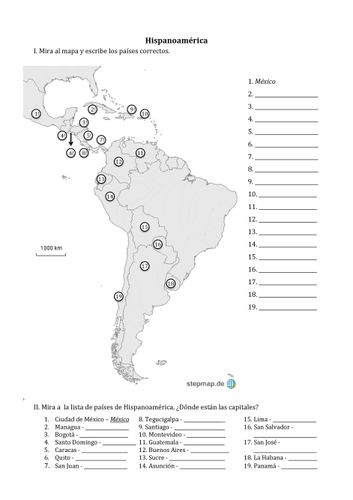 Stumme Karte Hispanoamerika/ Hispanoamérica mapa/ Lateinamerika Stumme Karte Hispanoamerika/ Hispanoamérica mapa/ Lateinamerika