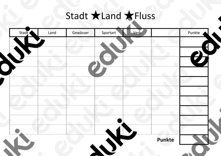 Vorlage: Stadt-Land-Fluss (editierbar) – Unterrichtsmaterial im Fach